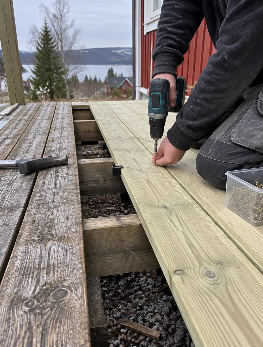 Byte av trall på uteplats i Timrå